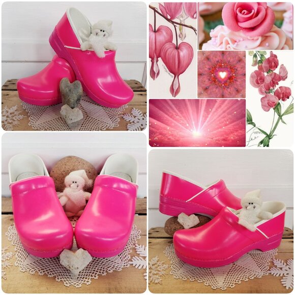 Dansko Shoes - *NEW* Neon Pink Dansko Pro Clogs Leather Bright Boho Cottage Spirited Festive 39